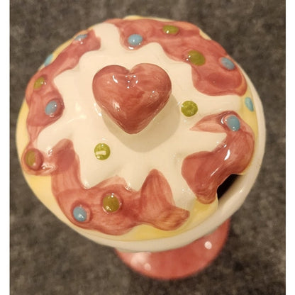 American Atelier Confections Pink Ice Cream Sundae Lidded Canister Jar 7.5"
