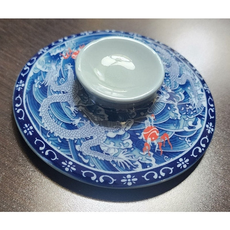 Chinese Blue & White Porcelain Dragon Tea Mug with Lid & Infuser - New In Box
