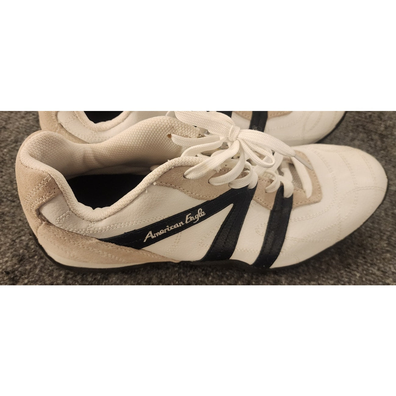American Eagle Mens Retro Low Top Casual Sneakers Shoes Size 11 Cream White