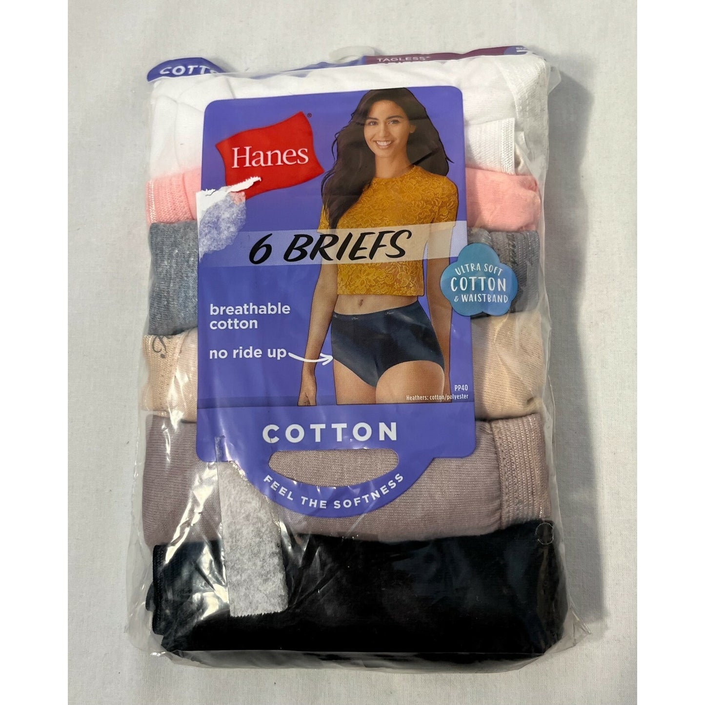 Hanes - Tagless, Breathable Cotton - Women's Brief Panties - 6-Pack - PP40BT
