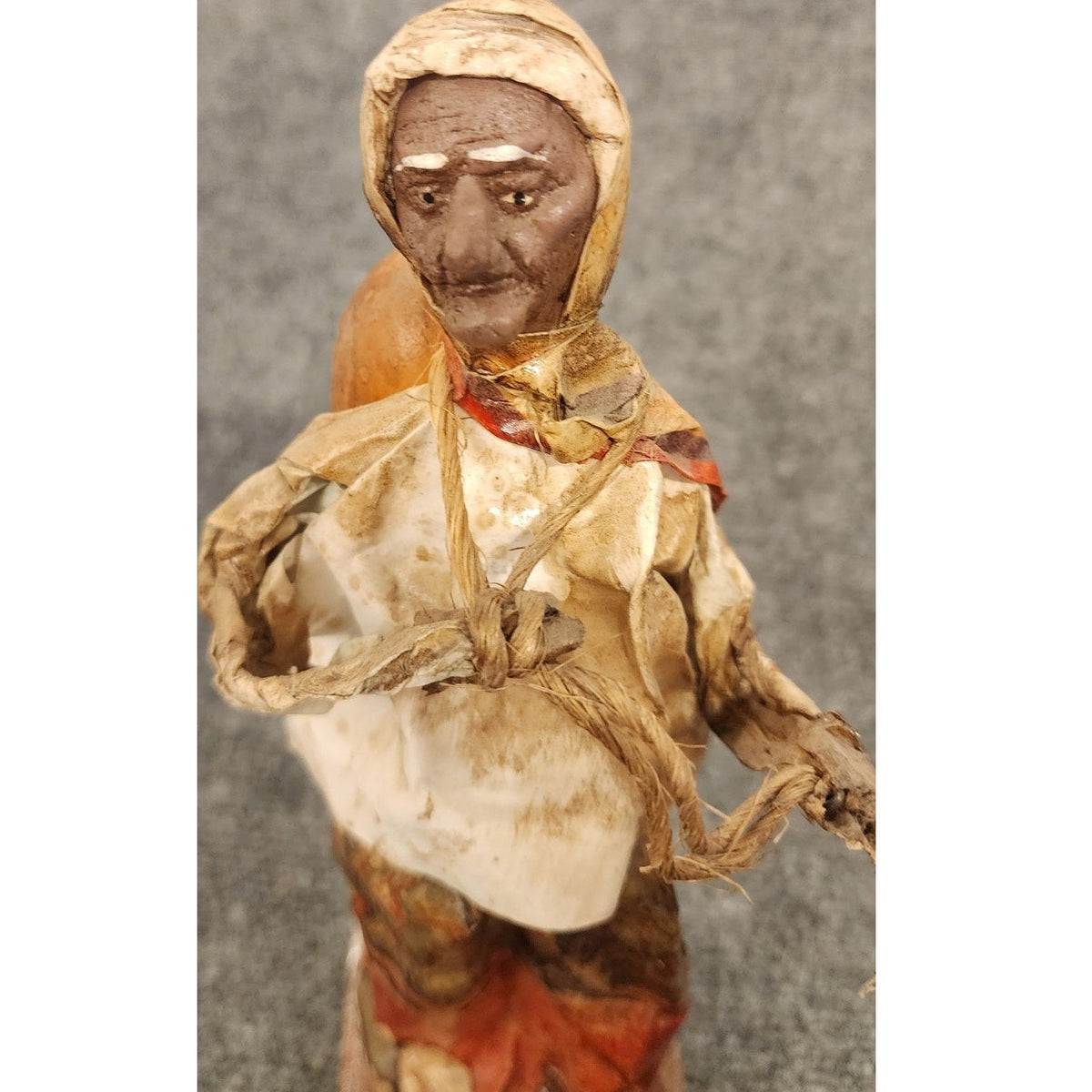 Vintage Handmade Mexican Folk Art Paper Mache Woman Terracotta Jug Figurine 11"