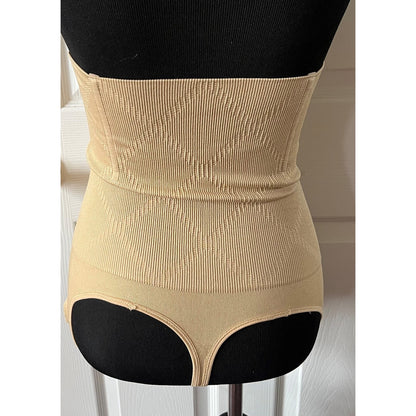Tan High Waist Girdle with Lace front - t-back style - XXXL