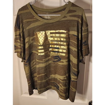 Texas True Threads 2XL Camo Short Sleeve Gold Flag Graphic Top