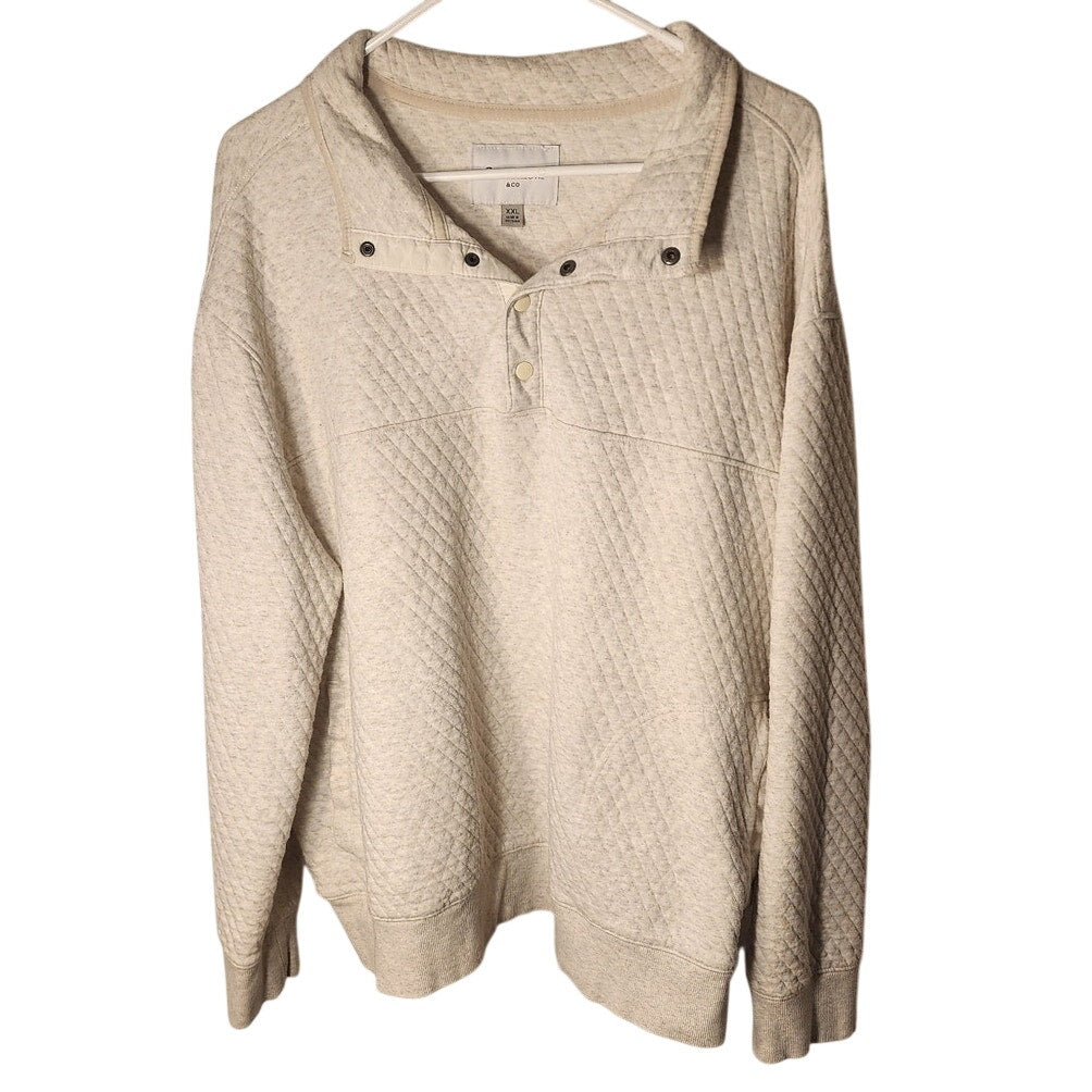 Goodfellow Co Mens Waffle Knit Quarter Snap Pullover Sweater Light Gray XXL