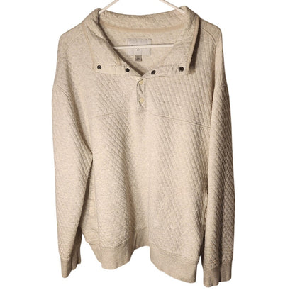 Goodfellow Co Mens Waffle Knit Quarter Snap Pullover Sweater Light Gray XXL