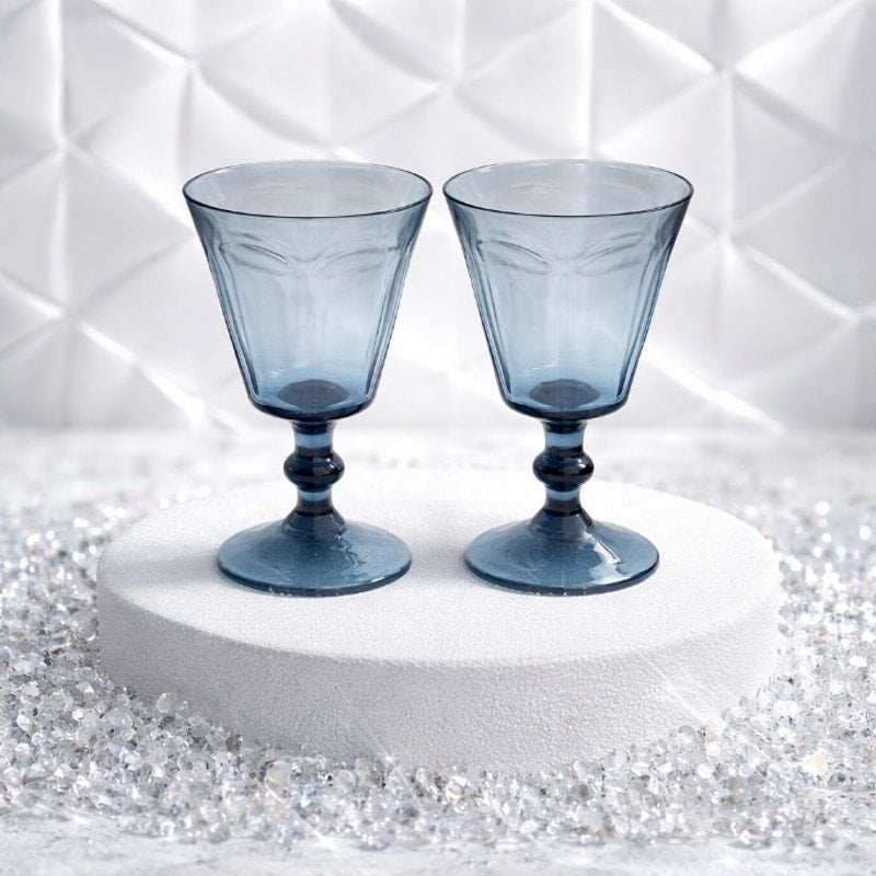 Lenox Antique Dark Blue : 2 Water Glasses and 1 Champagne Sherbet Glass