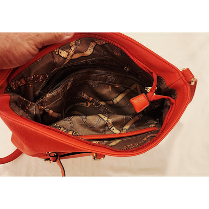 Badgley Mischka Orange Studded Vegan Leather Wallet and Crossbody Bag Set