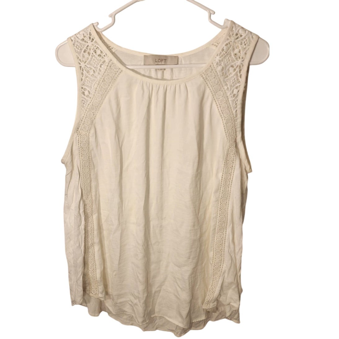 LOFT Ann Taylor Medium White Cutwork Lace Sleeveless Top Blouse
