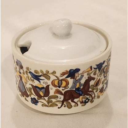 Vintage Villeroy & Boch Troubadour Lidded Sugar Bowl Folk Art Luxembourg