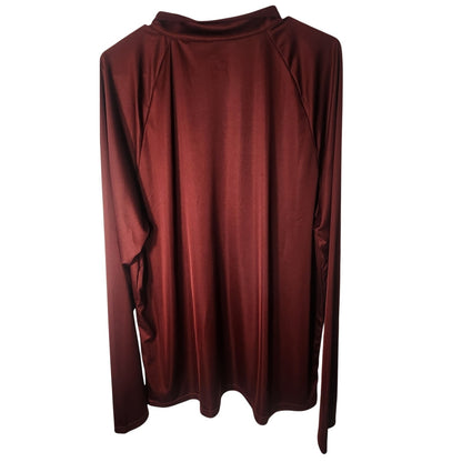 Hanes Mens 2XL Long Sleeve 1/4 Zip Pullover Shirt Maroon Burgundy Athletic