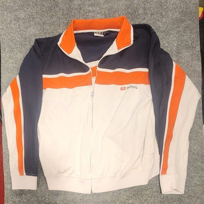 Billabong Retro Track Jacket Mens XL Colorblock White Orange Navy Blue Full Zip