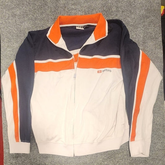 Billabong Retro Track Jacket Mens XL Colorblock White Orange Navy Blue Full Zip