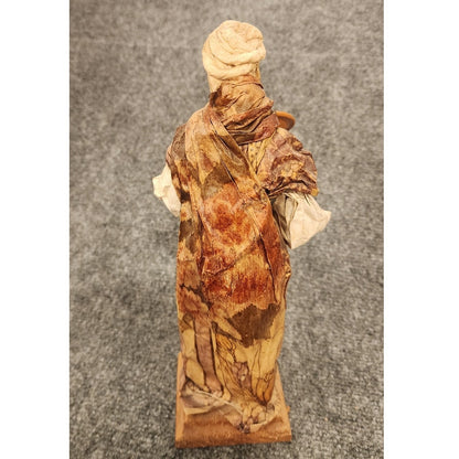 Vintage Handmade Mexican Folk Art Paper Mache Worker Perforated Pot Figurine 11"