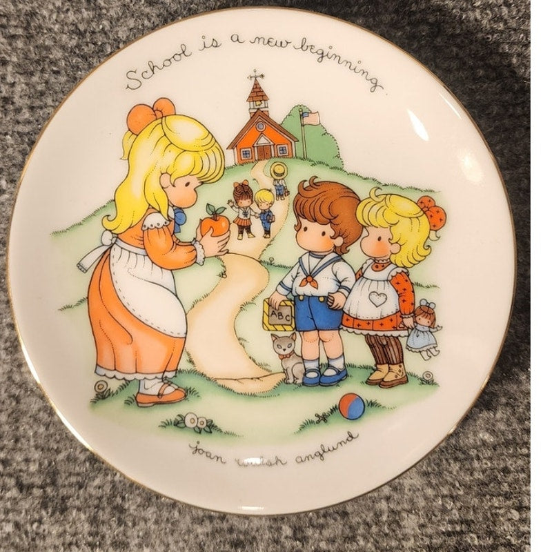Vintage Avon Joan Walsh Anglund Porcelain Plate School Is a New Beginning Boxed