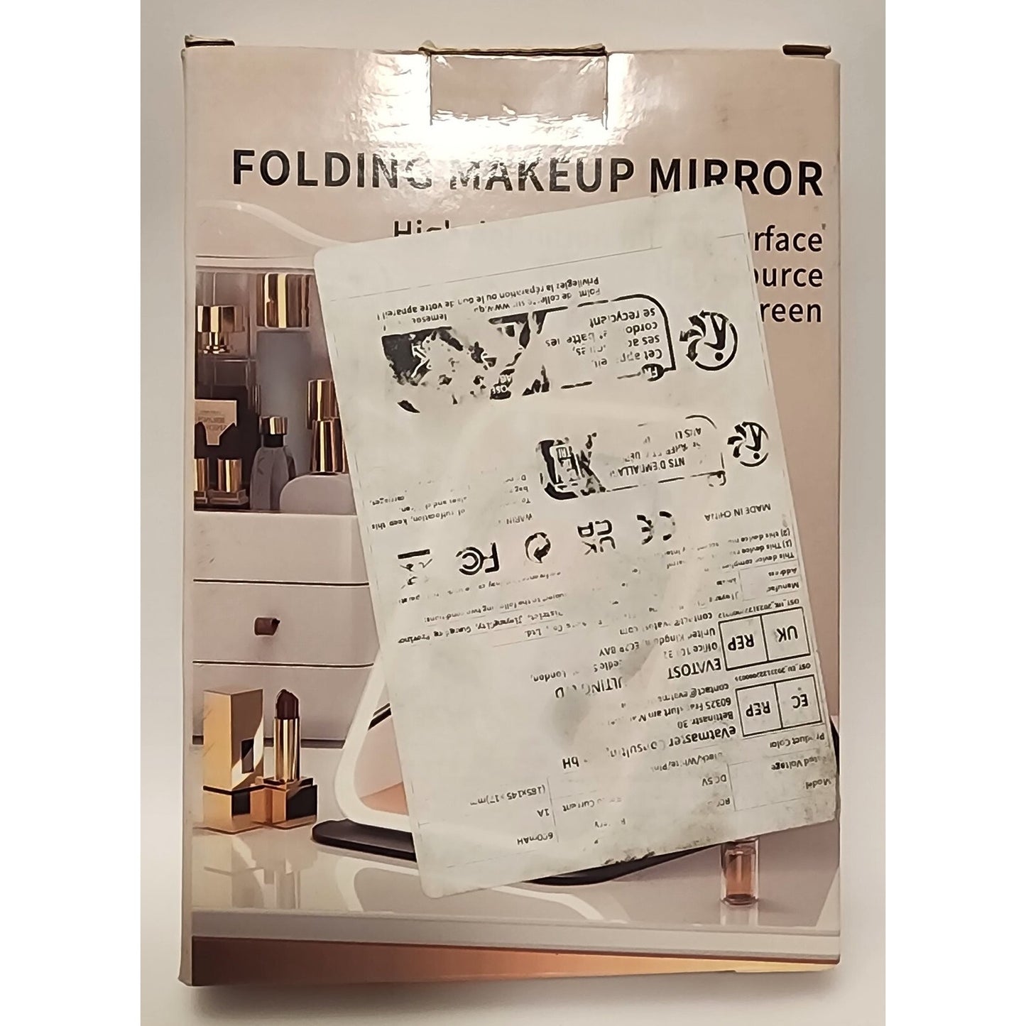 White Folding Lighted Makeup Mirror with 3 Color Light Modes USB Rechargeable