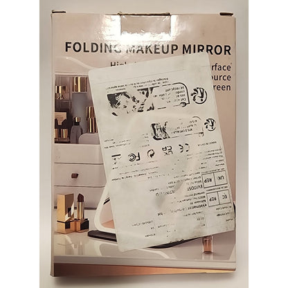 White Folding Lighted Makeup Mirror with 3 Color Light Modes USB Rechargeable