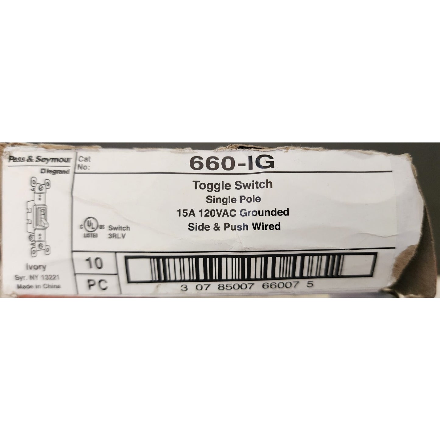 Box of 7 - Pass & Seymour Single Pole Ivory Toggle Switch - 660-IG