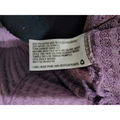 Women's Long Sleeve Turtleneck Cropped Shirt - Dark Mauve - waffle material - S