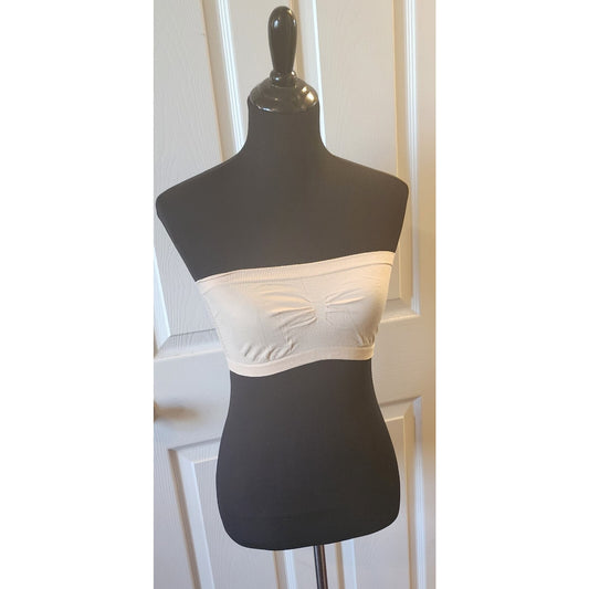 Tan Womens Tube Bra Top Underwear Strapless Breathable Mesh Back - Small