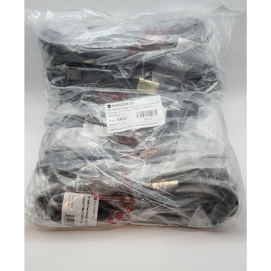 Lot 10 - Monoprice 6453 6 Ft. - Power Extension Cable - 3 Conductor - PC-Monitor