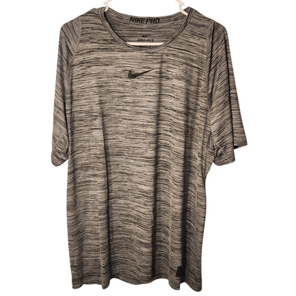Nike Pro Dri Fit Mens Short Sleeve Athletic Shirt Heather Grey Size XXL