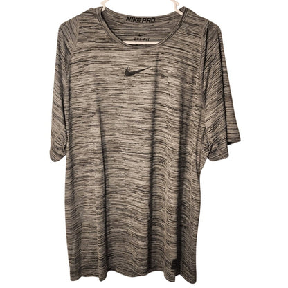 Nike Pro Dri Fit Mens Short Sleeve Athletic Shirt Heather Grey Size XXL