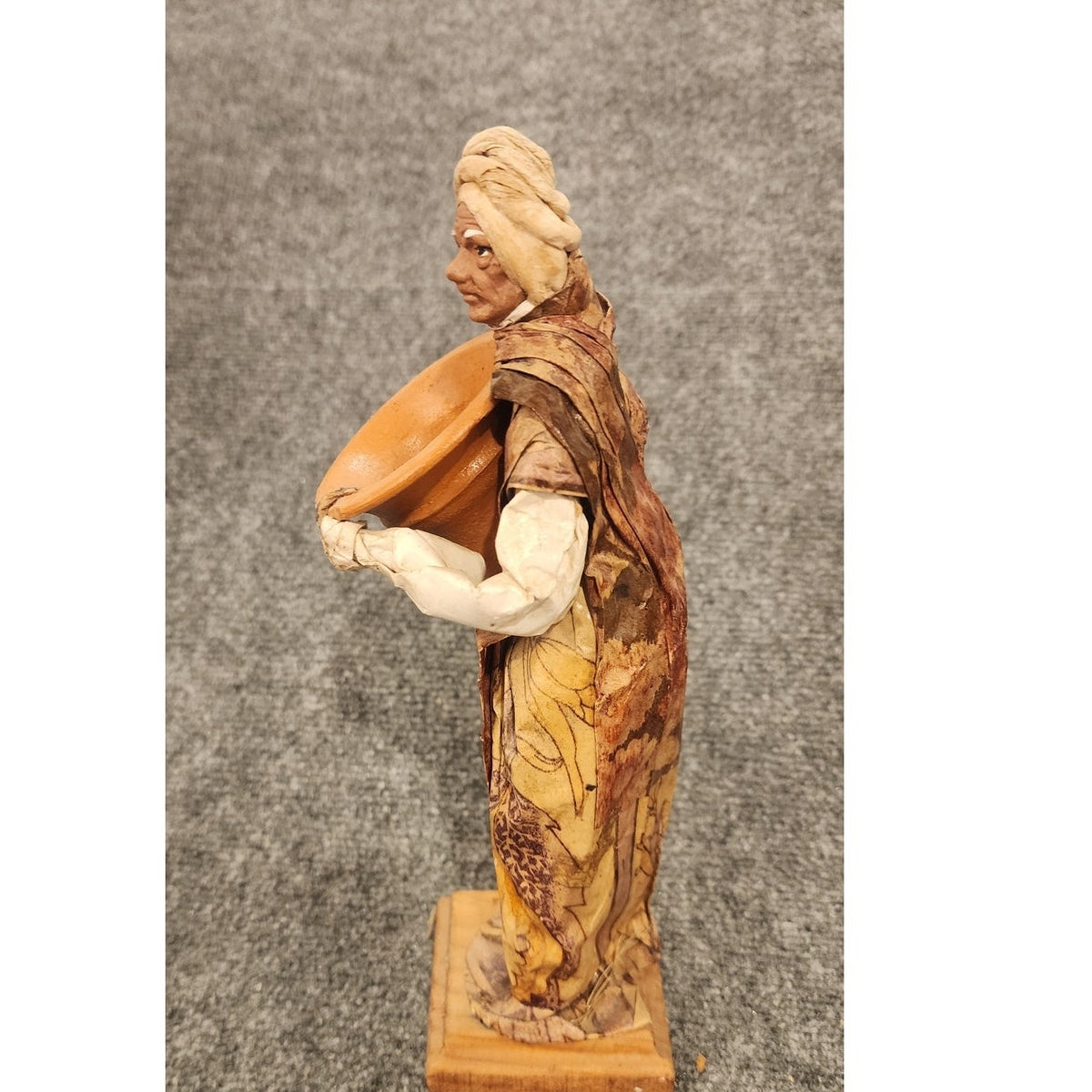 Vintage Handmade Mexican Folk Art Paper Mache Worker Perforated Pot Figurine 11"