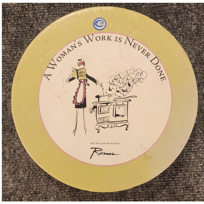 Rosanna A Womans Work Is Never Done Salad Dessert Plates Set of 4 8" NIB NWT