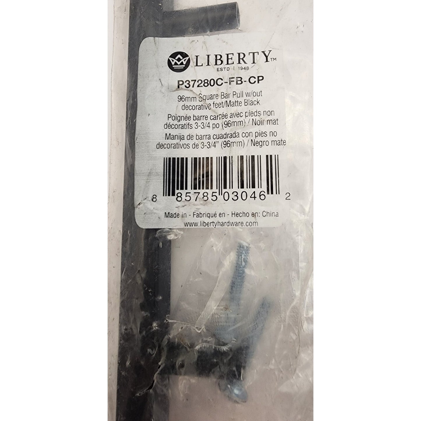 Liberty Square Bar Cabinet Pull - Flat Black 3.75 in P37280C-FB-CP