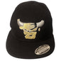 Chicago Bull Head 23 Snapback Hat Black Gold Adjustable Cap