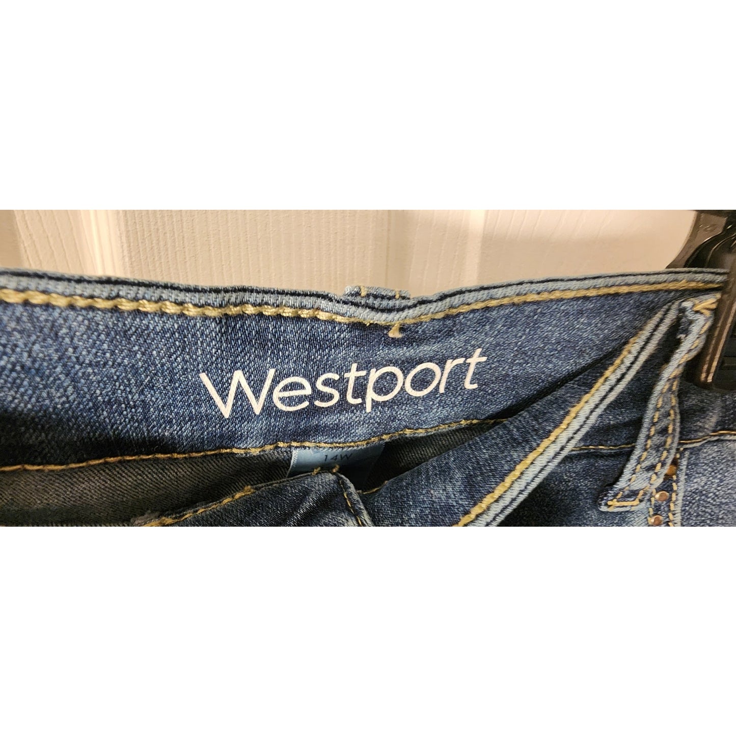 Westport 14W Studded Denim Skirt – Stretch Blue Jean Skirt – Women’s