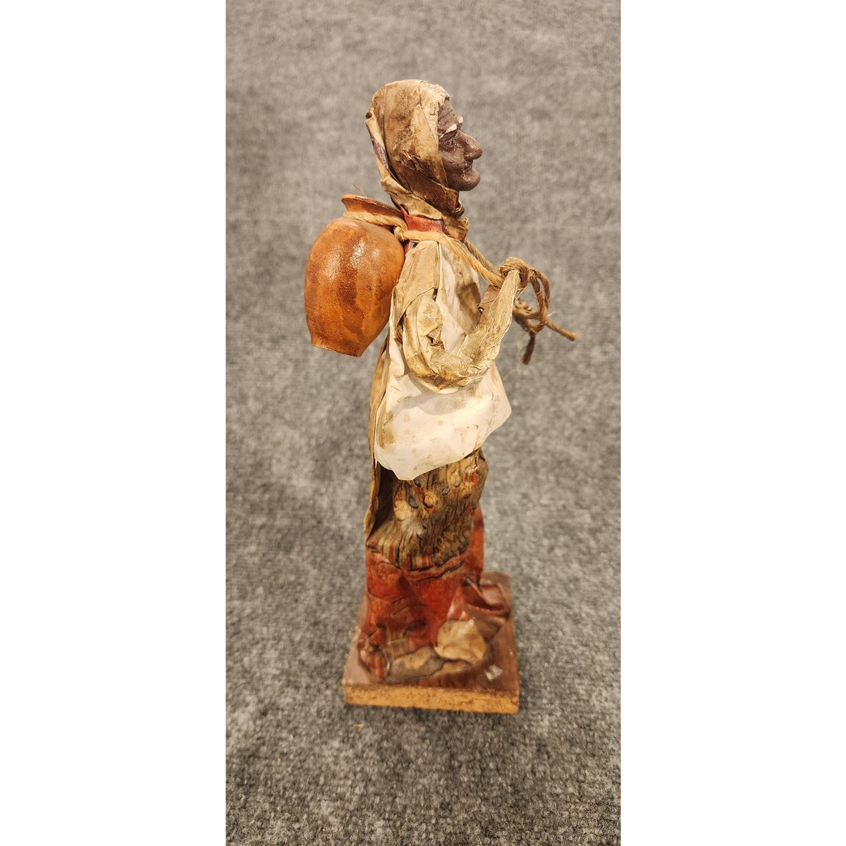 Vintage Handmade Mexican Folk Art Paper Mache Woman Terracotta Jug Figurine 11"