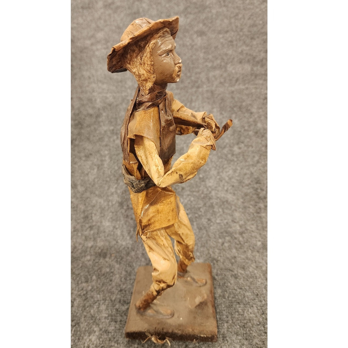 Vintage Handmade Mexican Folk Art Paper Mache Signed Figurine 13" Back Mark