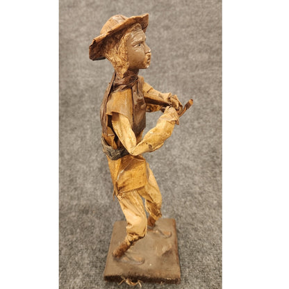 Vintage Handmade Mexican Folk Art Paper Mache Signed Figurine 13" Back Mark