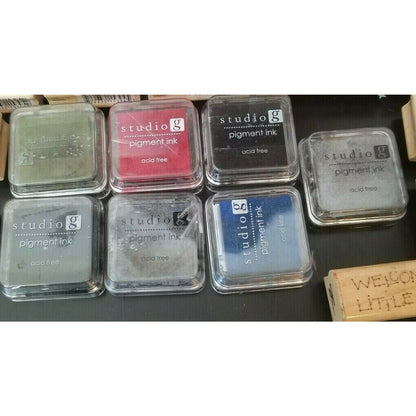 Rubber Stamp Lot,1 full alphabet, many other stamps. large, med, small - Ink too