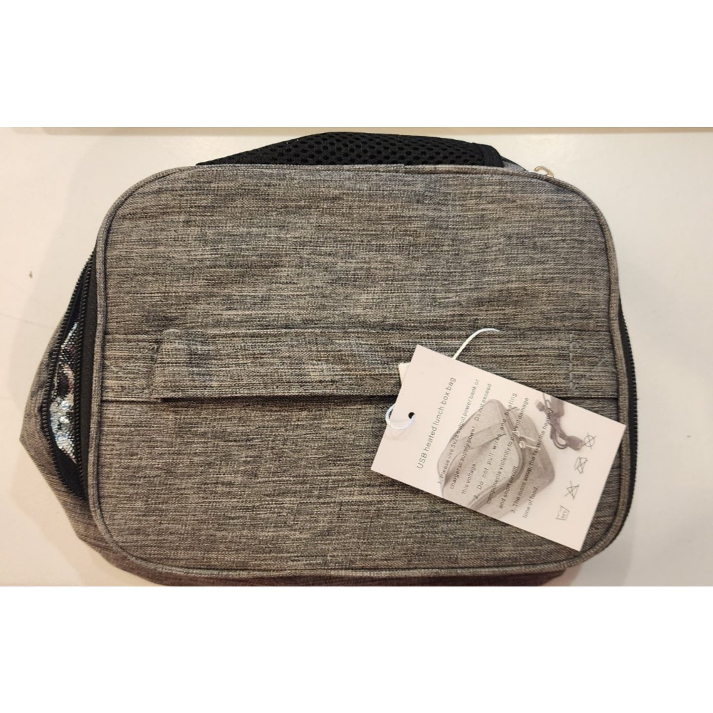 USB -Heated Lunch Box Bag - Gray - Keeps Food Warm - 9 X 7 X 3.5 inches
