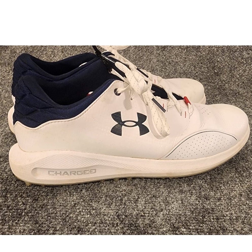 Under Armour Charged Golf Shoes Men 10.5 White Navy Athletic Cleats