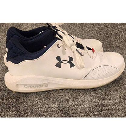 Under Armour Charged Golf Shoes Men 10.5 White Navy Athletic Cleats