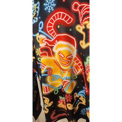 Mens XXL Christmas Long Sleeve Graphic Shirt Poly Spandex Neon Holiday Top