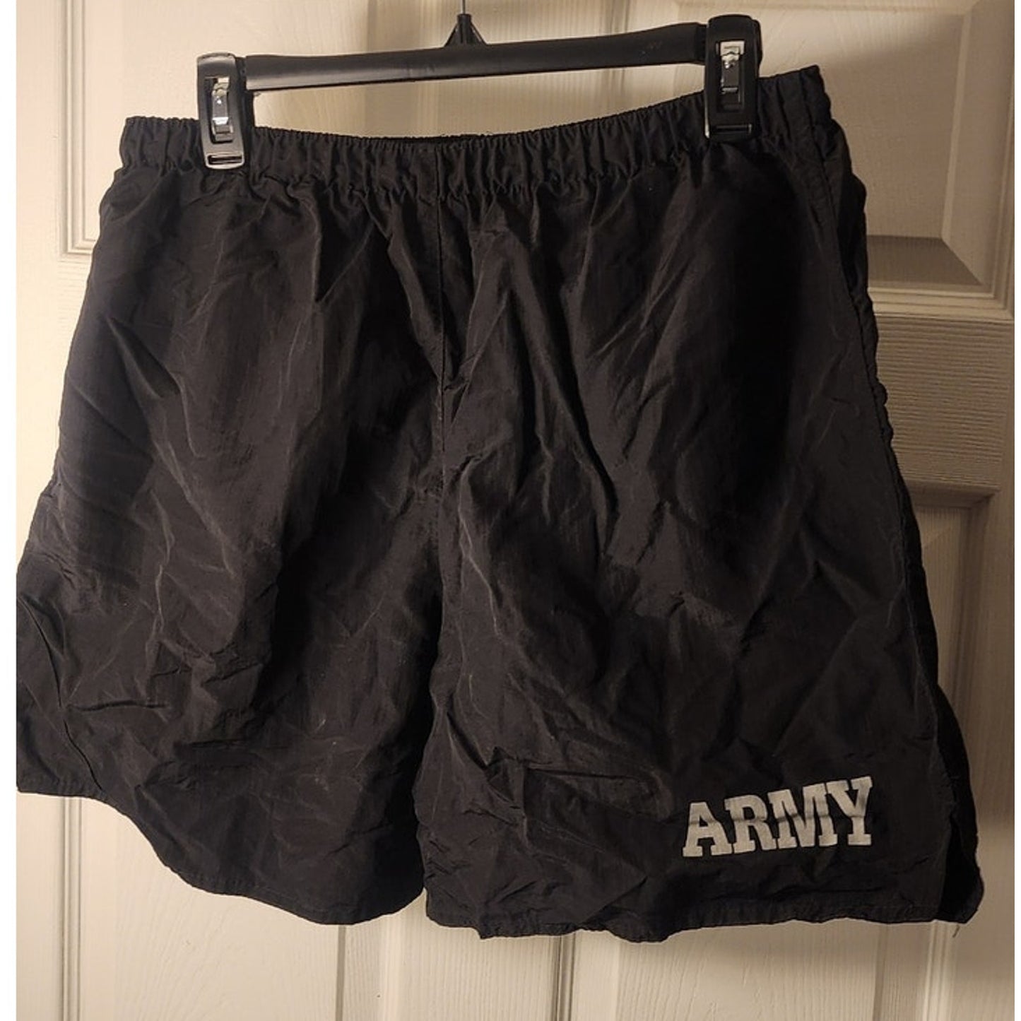 Official US Army APFU PT Running Shorts Trunks Black Gold Logo Size Large