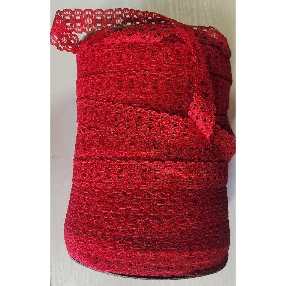 Vintage Wrights 7/8" Red Woven Edge Trim Ribbon Spool 300+ Yds Sewing Bulk Craft