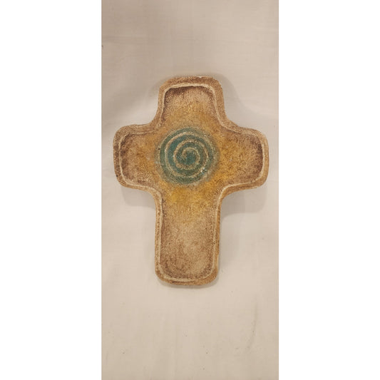 Artwork Unlimited Collette Ceramic Wall Cross Turquoise Spiral Idaho Falls 10.25"