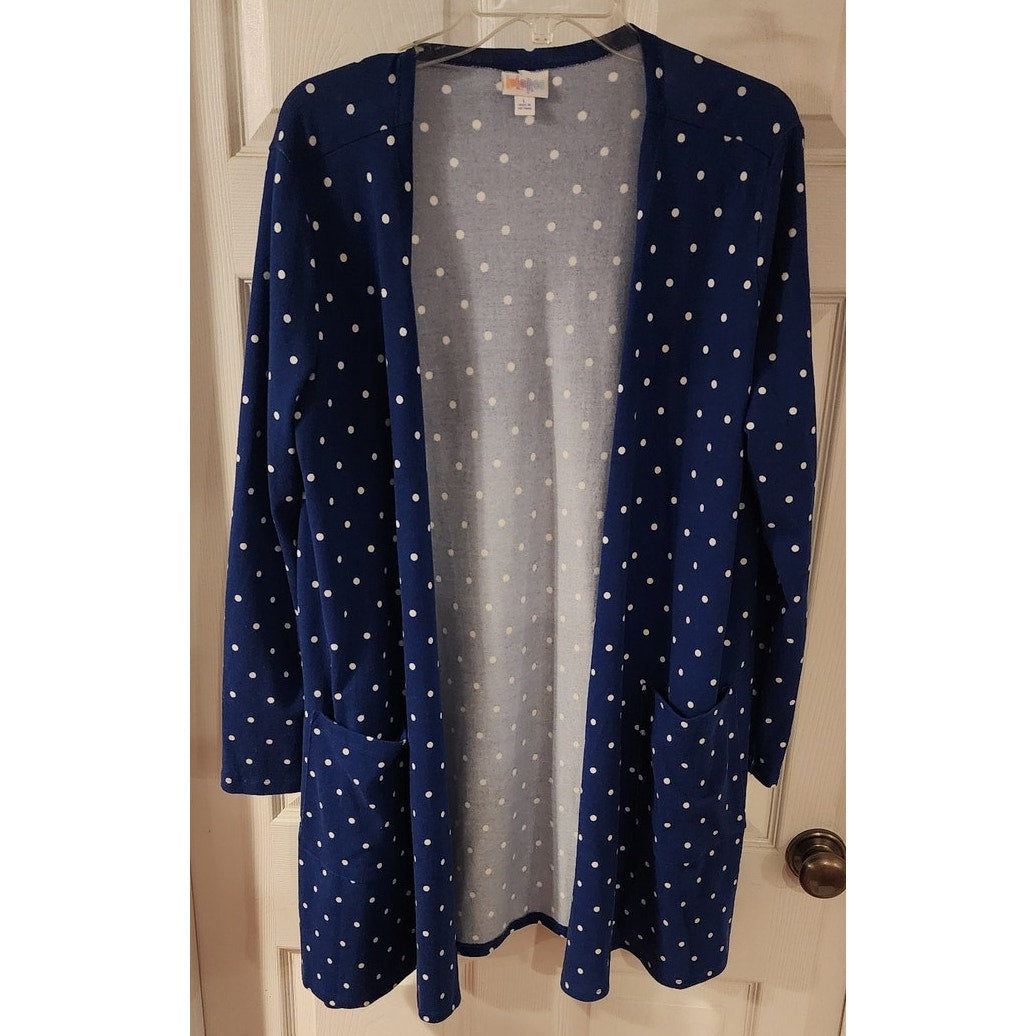 LuLaRoe - L - Navy with White Polka Dots - Cover Jacket