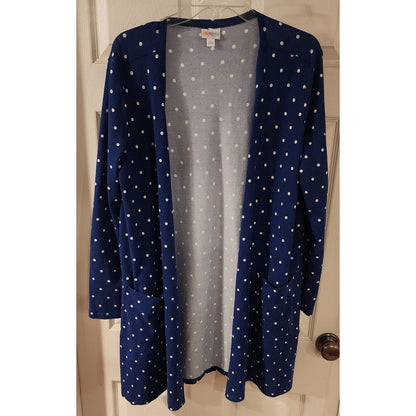 LuLaRoe - L - Navy with White Polka Dots - Cover Jacket