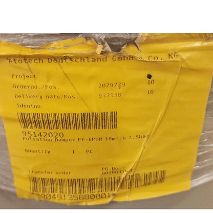Tapflo DT400 PE-3N14RF Active Pulsation Damper PE-EPDM 18m3/h 2.5 Bar New