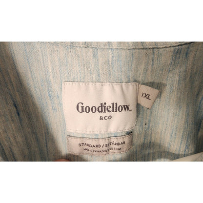 Goodfellow Co Mens XXL Short Sleeve Button Down Shirt Green Blue Plaid