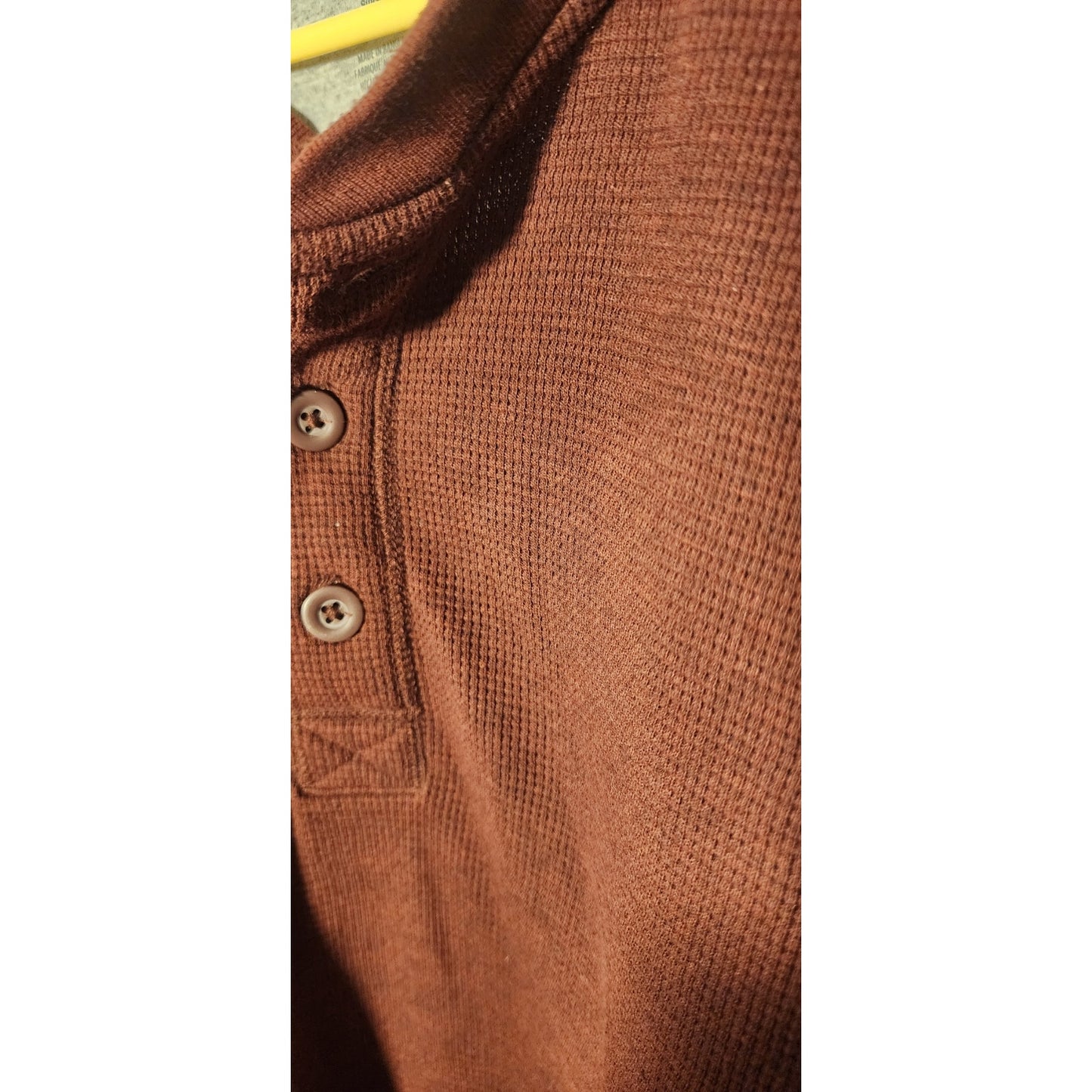 RedHead Mens 2XL Burgundy Thermal Long Sleeve Henley Shirt Button Waffle Knit