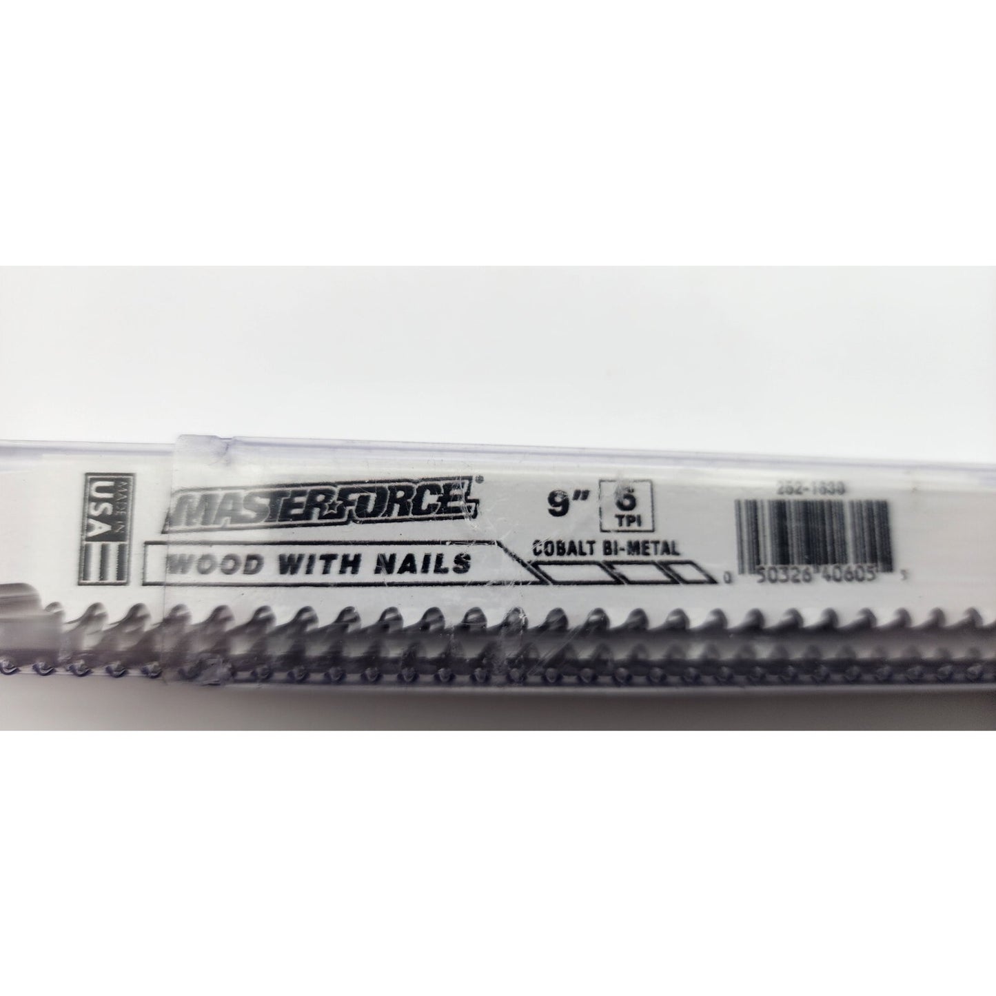 Pkg of 15, MASTERFORCE 9" Cobalt Bi-Metal Reciprocating Saw Blades -Wood W/Nails