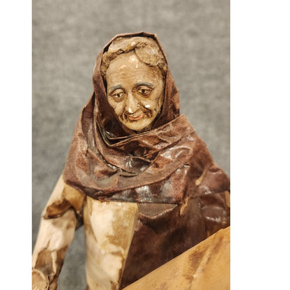 Vintage Handmade Mexican Folk Art Paper Mache Double Figurine Wiggle 13"
