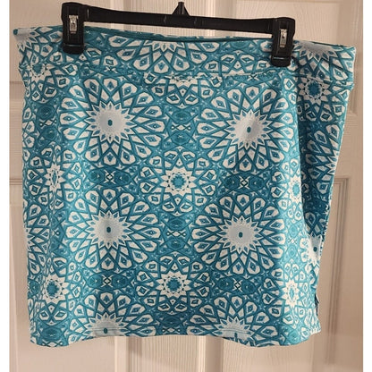 Nice - Teal and White Patterned Skorts - Tranquility, Colorado Clothing - XL